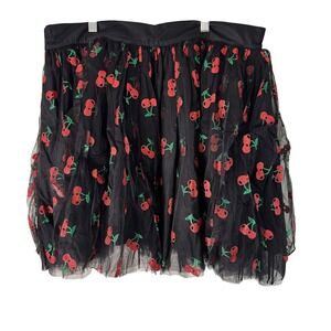 Unique‎ Vintage Cherry Skirt Tulle Party Black Red 1X/16